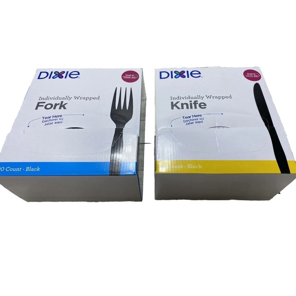 DIXIE Individually Wrapped Plastic Forks & kitchen Knifes 90 Per Box- Wall mount